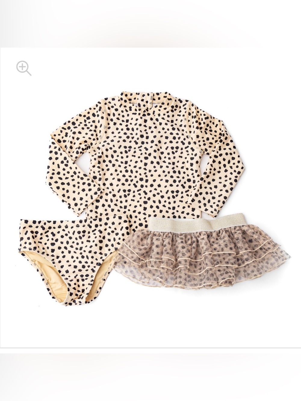 Girls shade critters Leopard Print Swim Set with Tulle Skirt - Cream/Black, 3T